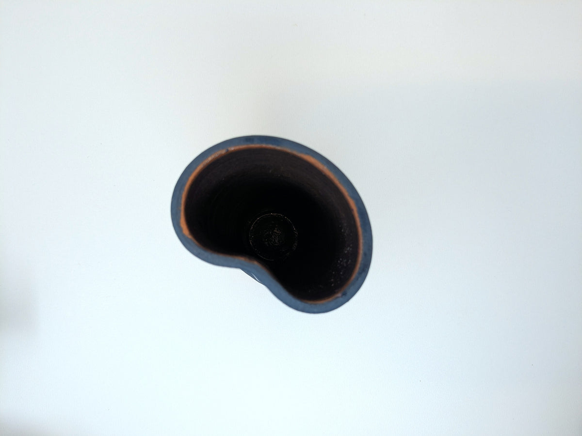 Alfadom Studio Pottery Vase with Pinched Rim – Blue & Terracotta