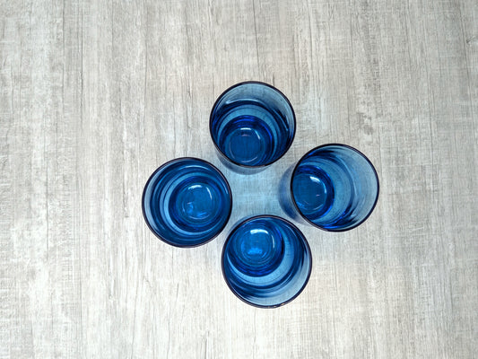 Anchor Hocking Laser Blue Flair Tall Glasses | Set of 4 Collins Drinking Glasses