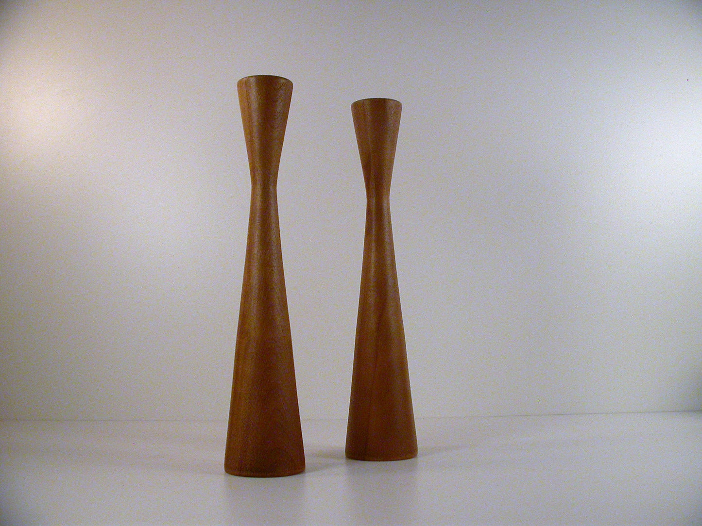 Tall Mid Century Candle Stands by Baribocraft, Vintage Candle Holders, Teak Stained Maple Candle Holders 1960's
