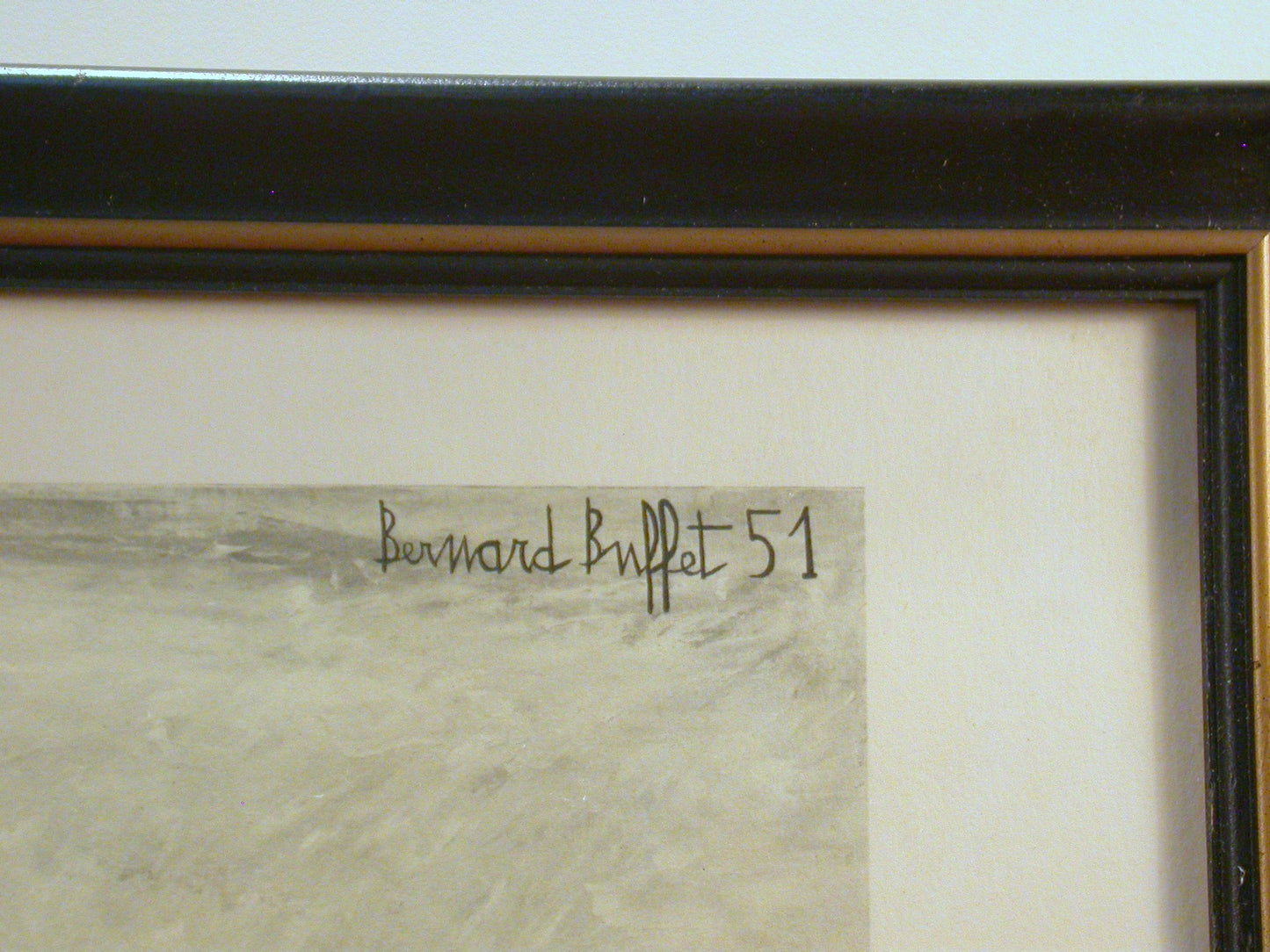 Bernard Buffet Print, Vintage Picture Frame | Early Bernard Buffet Lithograph Print 1951