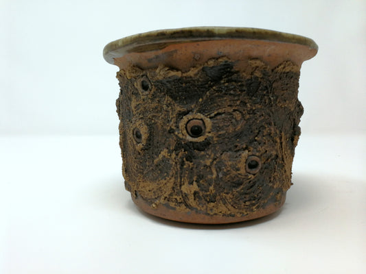 Stoneware Planter | Brutalist Studio Pottery Planter | Rough Textured Exterior | Speckled White Glaze Interior