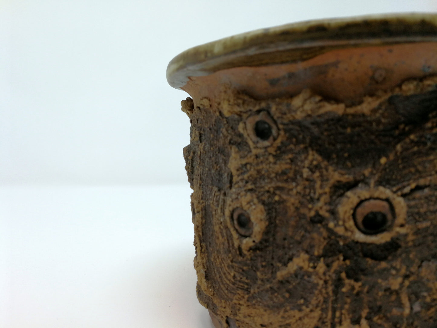 Stoneware Planter | Brutalist Studio Pottery Planter | Rough Textured Exterior | Speckled White Glaze Interior
