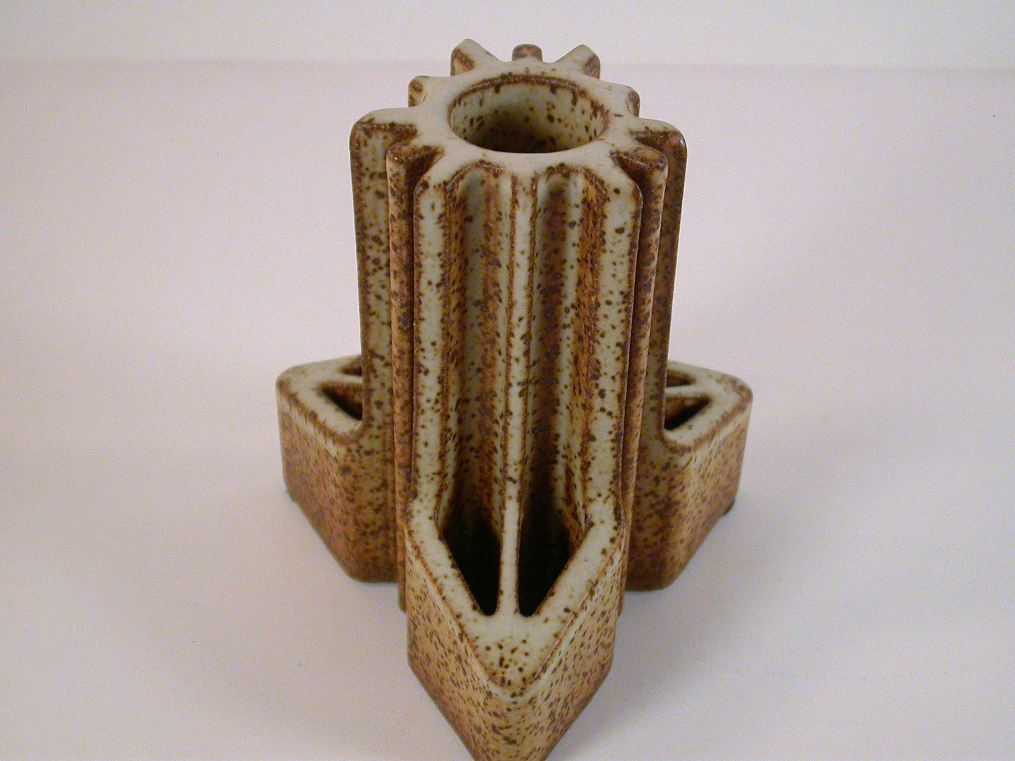 Connie Pike Bud Vase, Extruded Stoneware Studio Pottery by Connie Pike, Brutalist Form and Texture