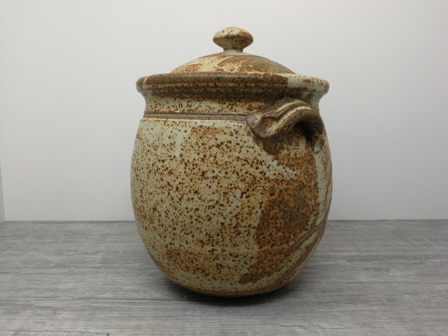 Cranberry Pottery Stoneware Jar 9" | Vintage Ceramic Jar | Tall Lidded Ceramic Jar