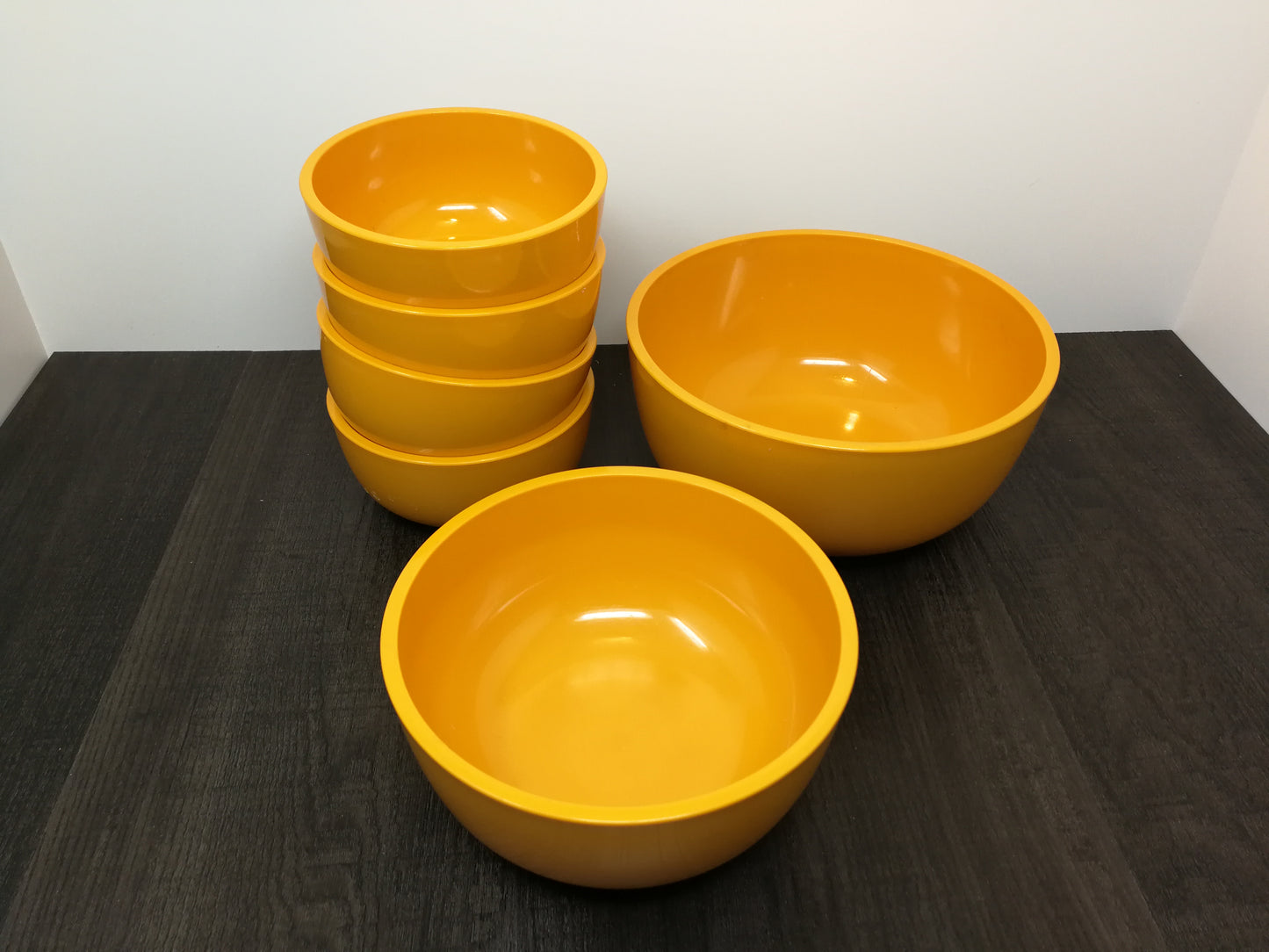 Vintage EMSA Orange Plastic Bowl Set | 1970's West German Modern Rigid Plastic Dishware