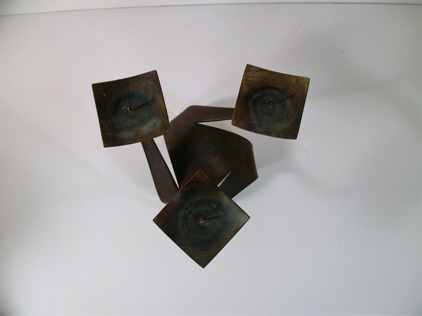 Brutalist Fer Art Metal Candle Stand, Sculptured Steel Candle Stand