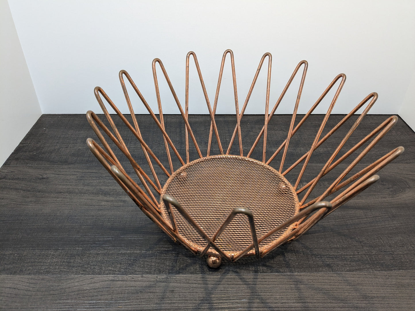 Space Age Design Fruit Basket | Electroplated Copper Finish | Atomic Design