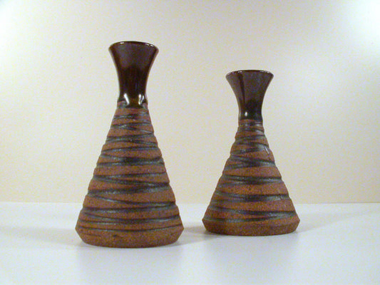 Hansen-Ross Studio Pottery Vintage Candle Stands, Pair of Studio Pottery Candle Stands