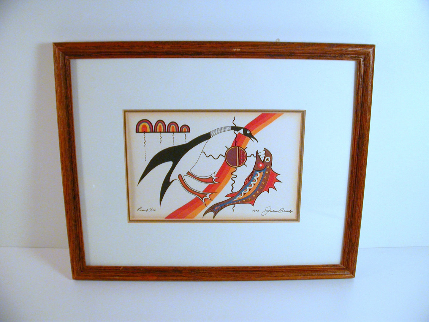 Jackson Beardy Lithograph "LOON & FISH", Vintage Graphic Art