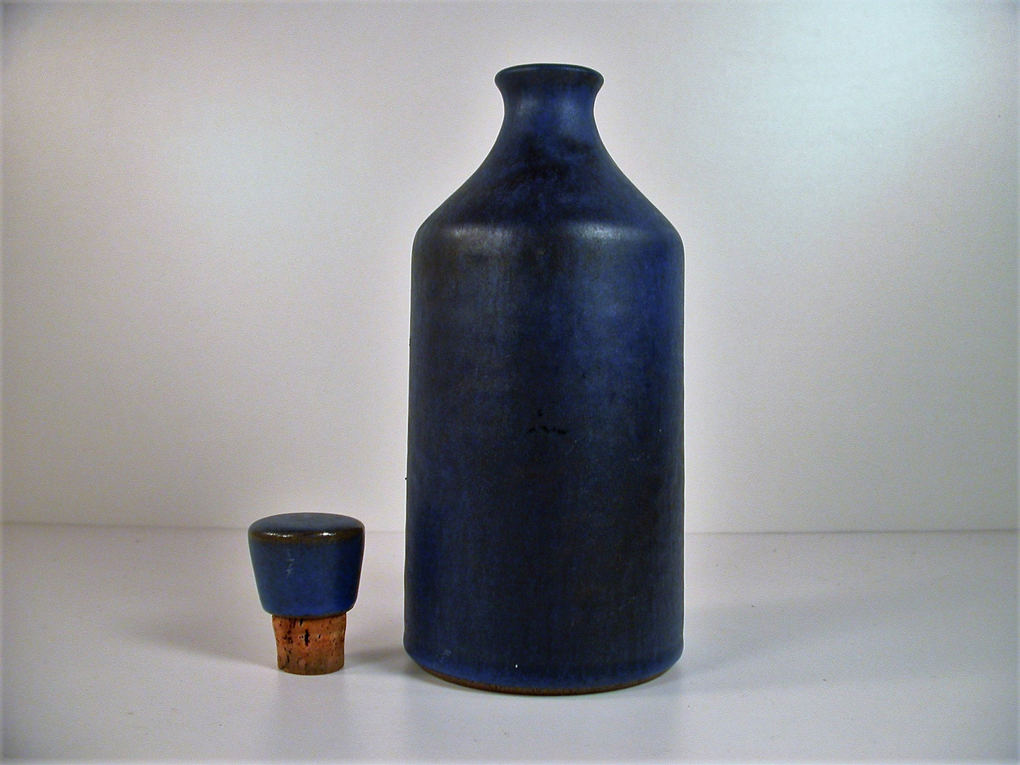 Grove Pottery Cobalt Blue Decanter, Vintage Jan and Helga Grove Studio Pottery