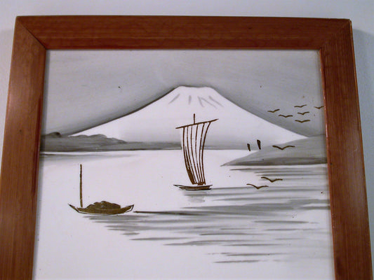 Vintage Japanes Porcelain Tile | Mount Fuji