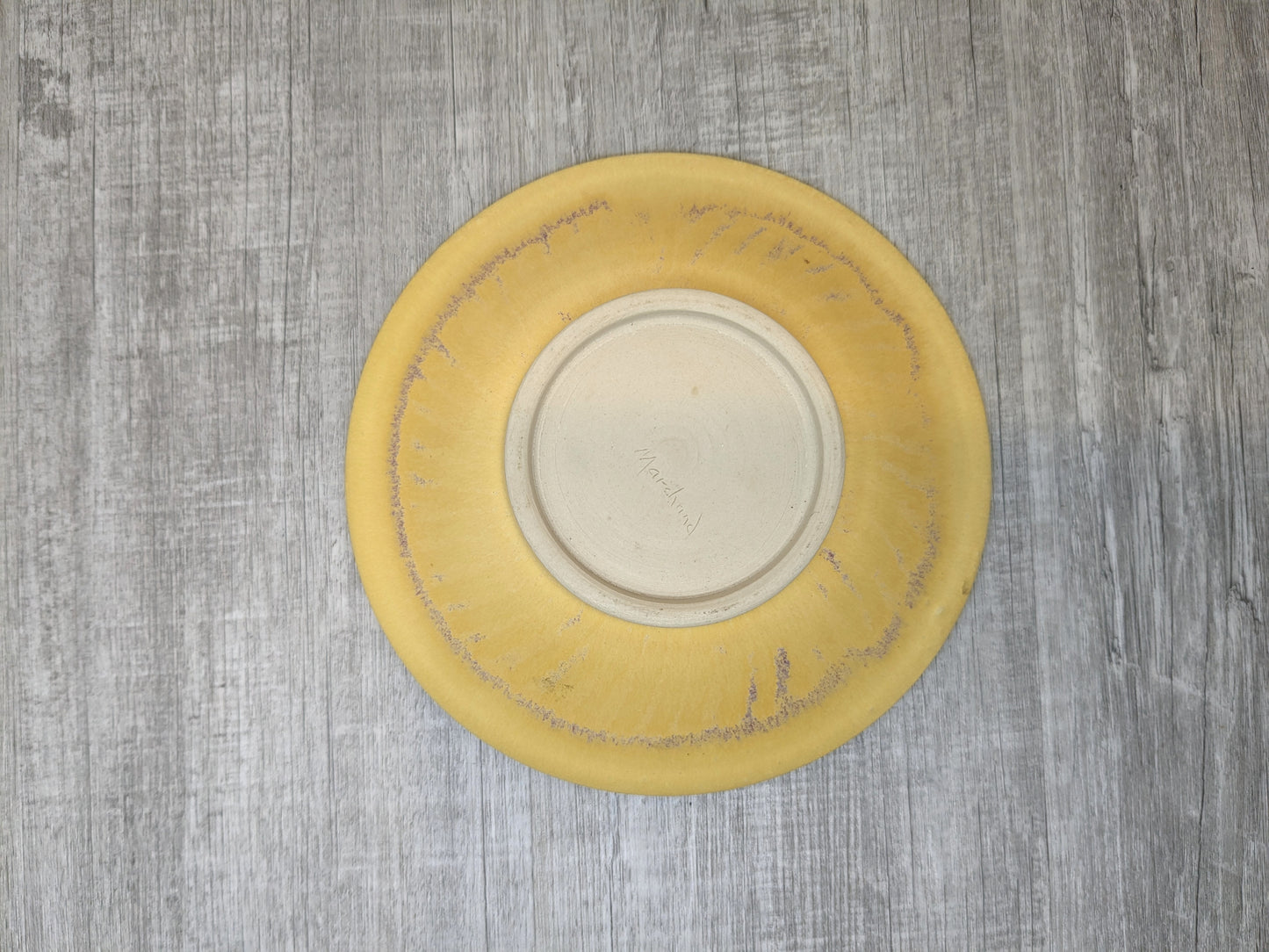 Judy Marchand Studio Pottery | Ceramic Stoneware Bowl with Vivid Yellow & Burgundy