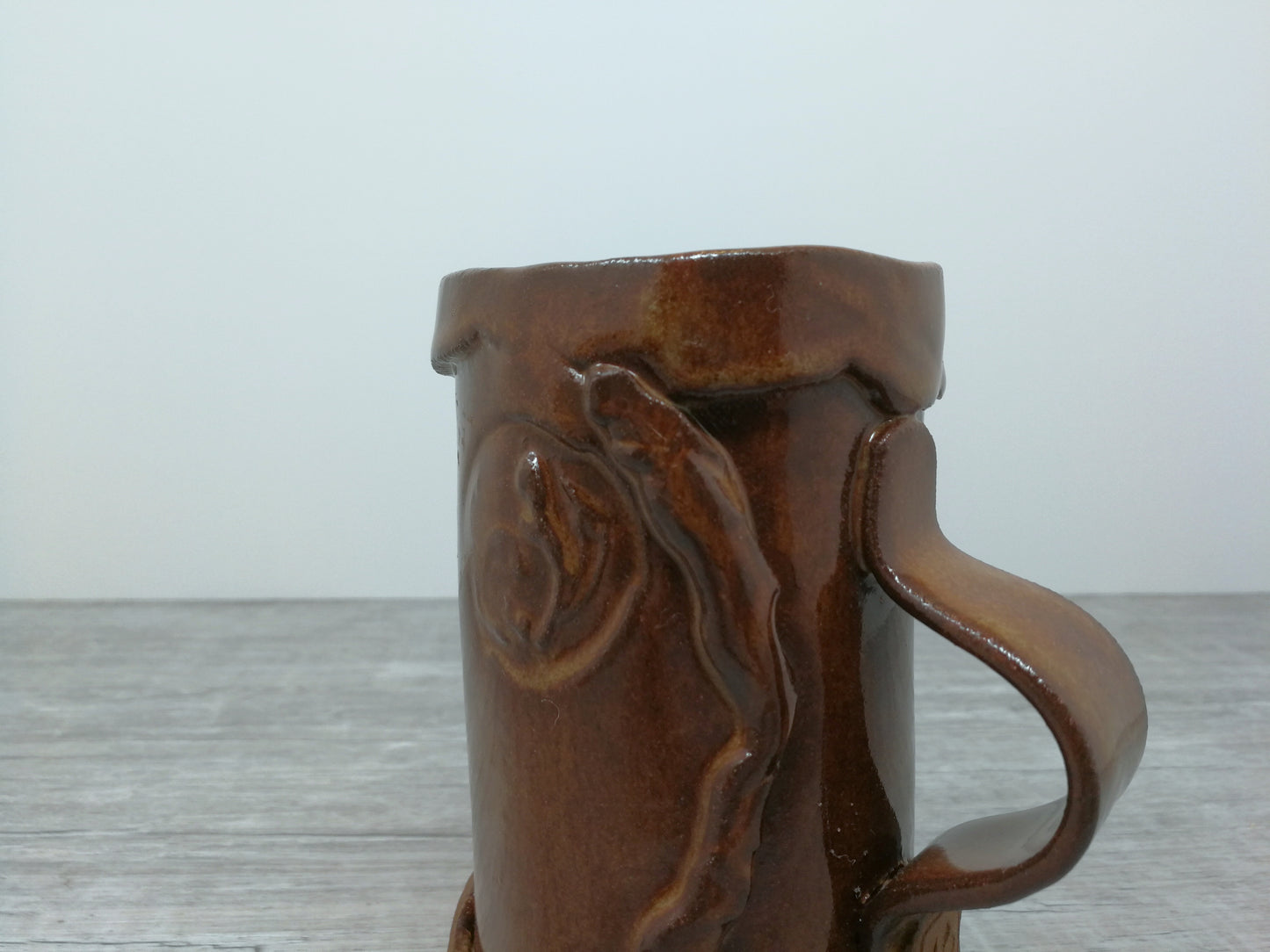 Studio Pottery Mug | Hand Throw Art Pottery Mug | Brown Glaze with Natural Clay Highlights