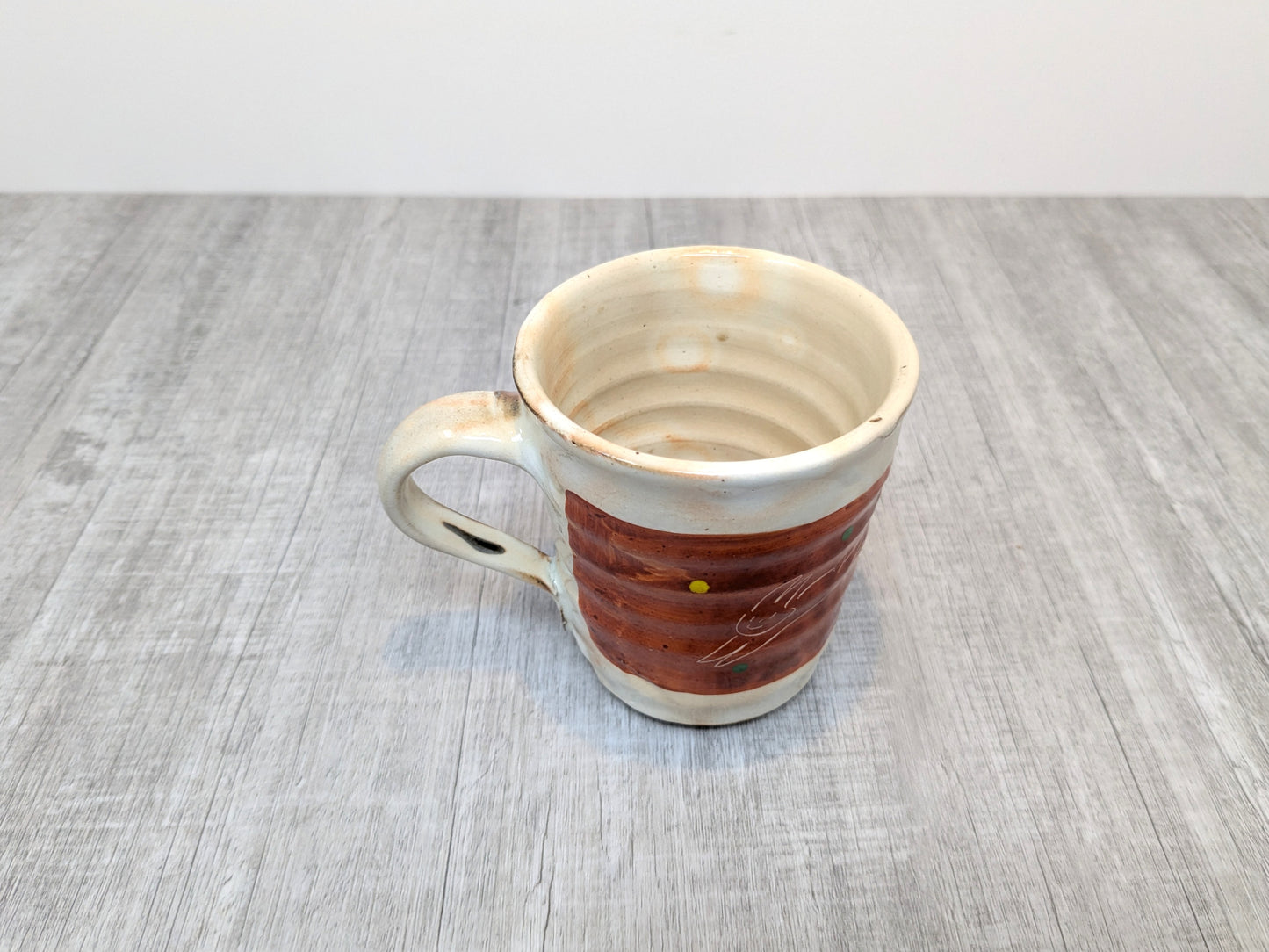 Wood Fired Studio Pottery Mug | Stoneware Mug with Jumping Rabbit Design