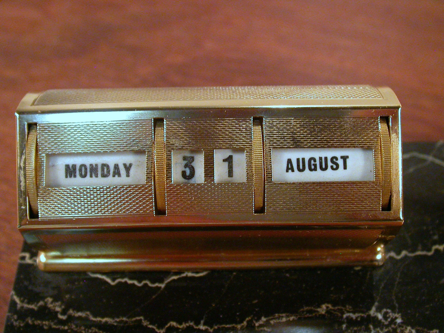 Black Marble, Desk Calendar and Pen Holder, Vintage Office Supply