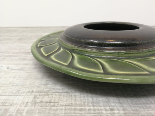 Peter Jansons | Green and Black Ikebana Flower Vase | Vintage PEI Pottery