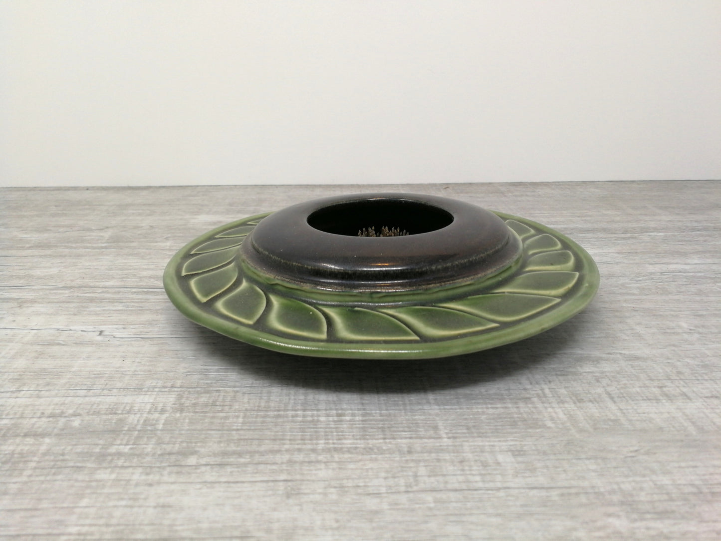 Peter Jansons | Green and Black Ikebana Flower Vase | Vintage PEI Pottery