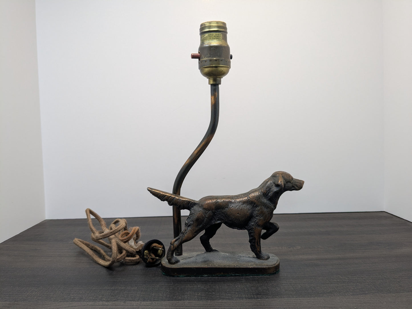 Faux Bronze Pointer Dog 1930's Art Deco Table Lamp