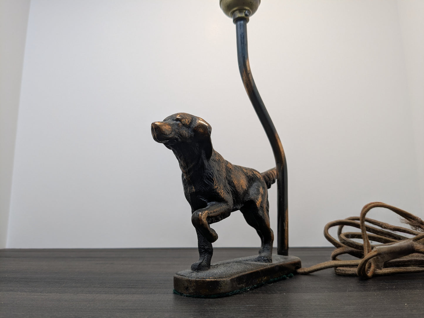 Faux Bronze Pointer Dog 1930's Art Deco Table Lamp