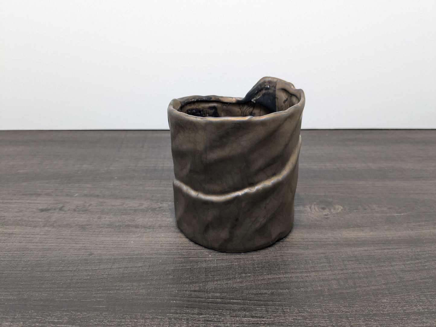 UCI Modern Ceramic Metalic Glaze Wrap Vase | Vintage Abstract Pottery