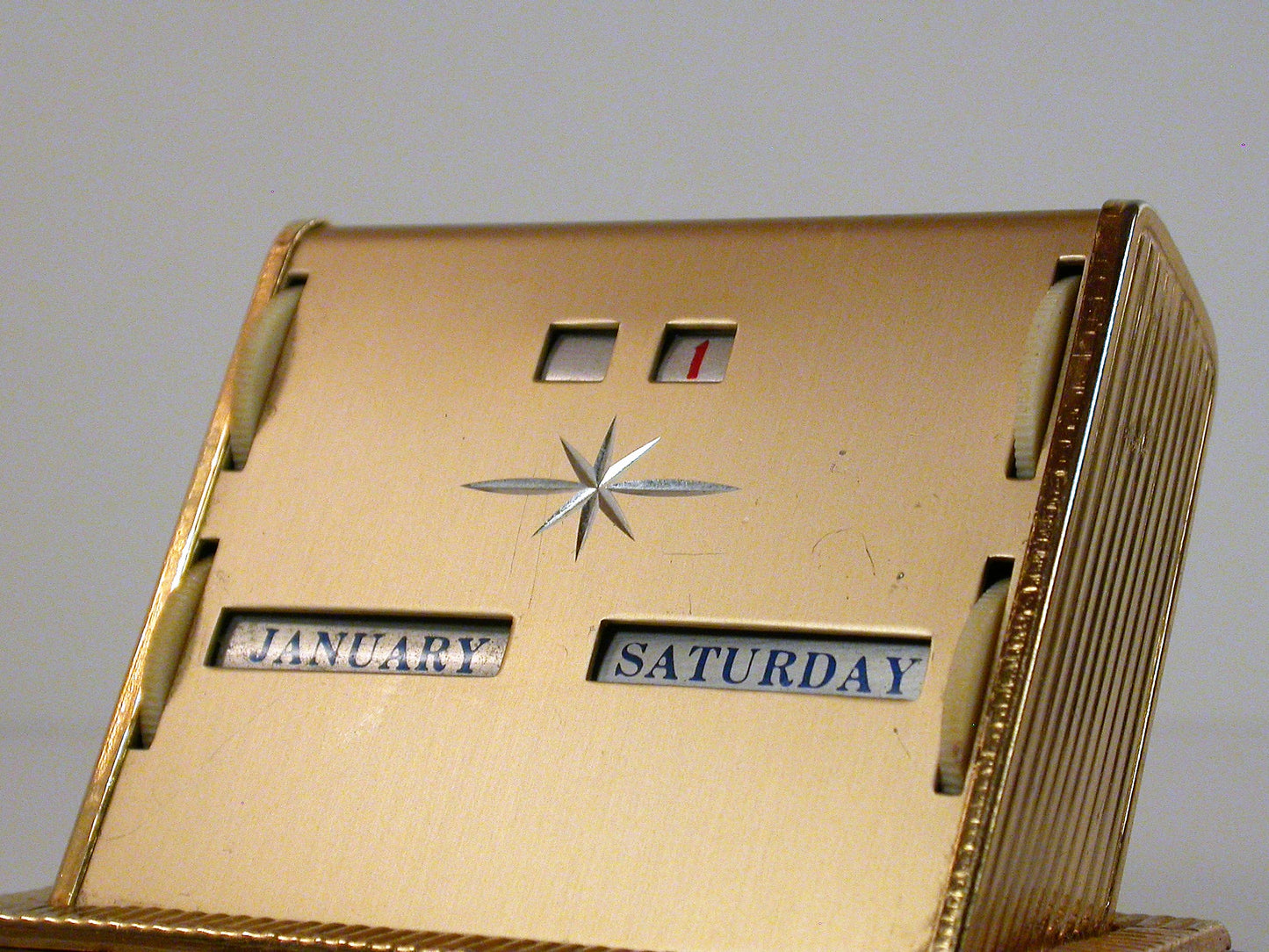 Vintage Space Age Design Perpetual Desk Calendar, Metal and Plastic Calendar
