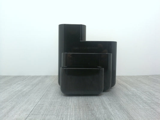 Modern Tenex Desk Organizer | 1980's Black Plastic Organizer | Vintage Industrial Design | Desk Storage