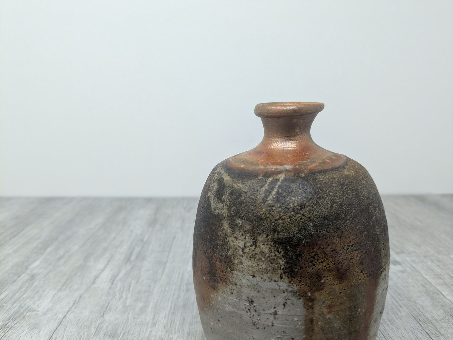 Vintage Bizenware Sake Bottle | Japanese Wood fired pottery