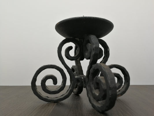 Wrought Iron Candle Stand | Vintage Metal Stand | Medieval Scroll Design