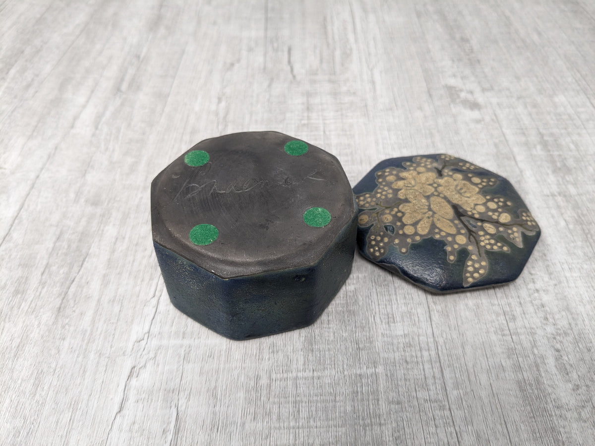 Braemer Studio Pottery Raku Box Floral Design | Kevin Wright Pottery