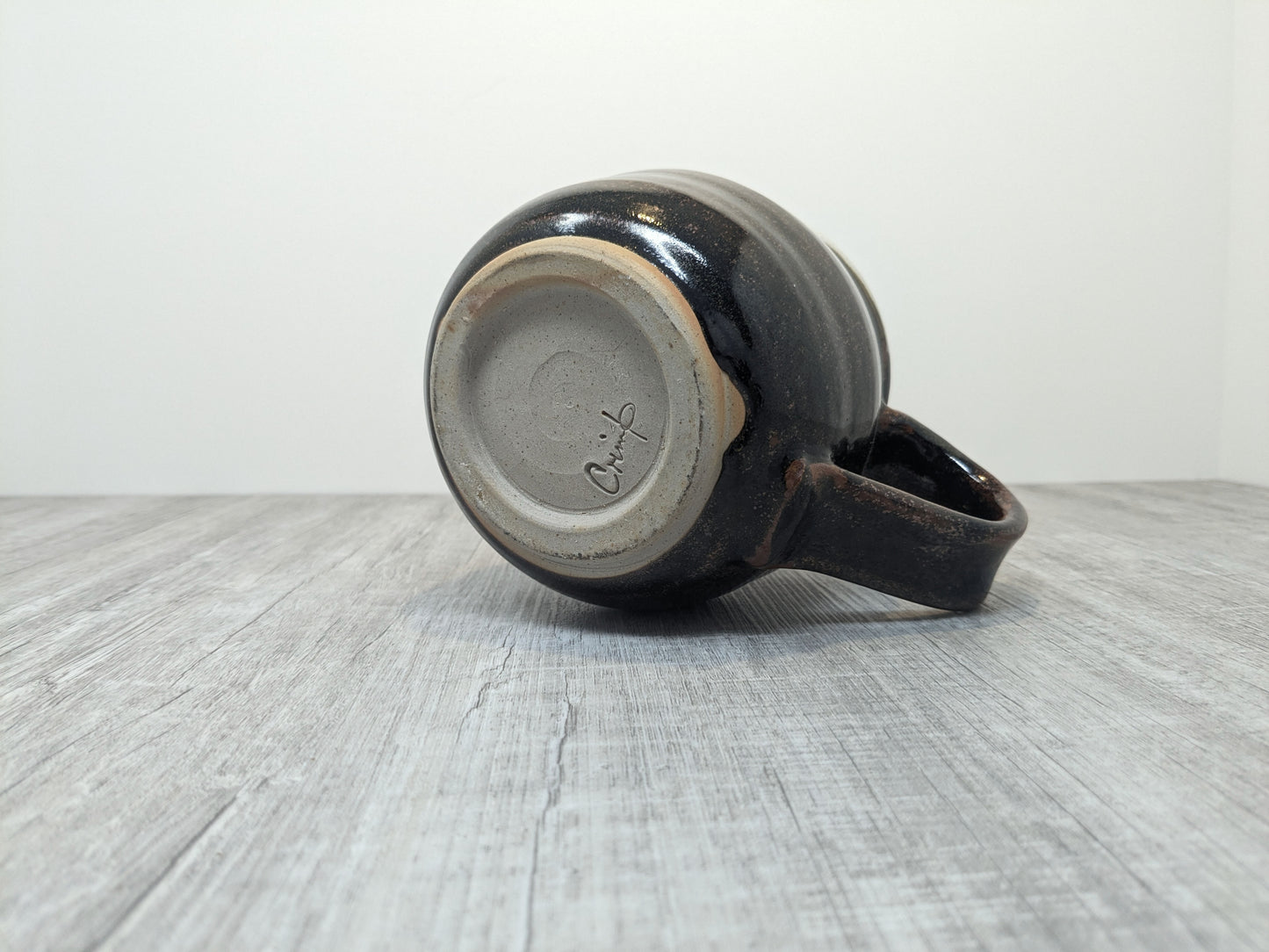 Les Crimp Stoneware Jug | Sturdy Tenmoku Glazed Jug