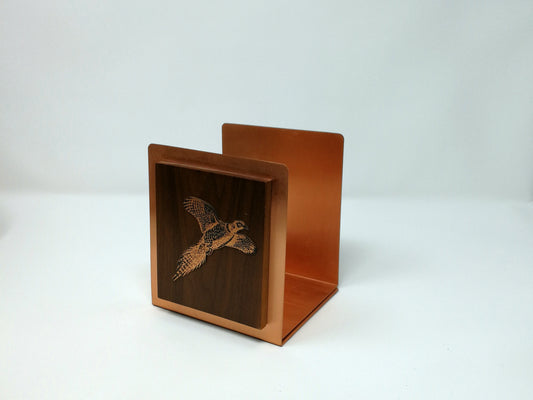 Copper and Wood Bookends | Fantasy Copperware Pheasant Design