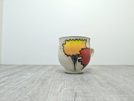 Ceramic Cup Bright Abstract Poppy Design | Hand Made