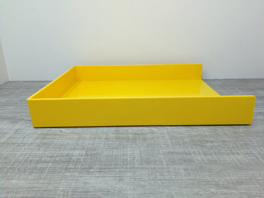 Contemporary Poppin Vivid Yellow Plastic Desk Tray | Modern Desk Accessories | Discontinued Vivid Yellow