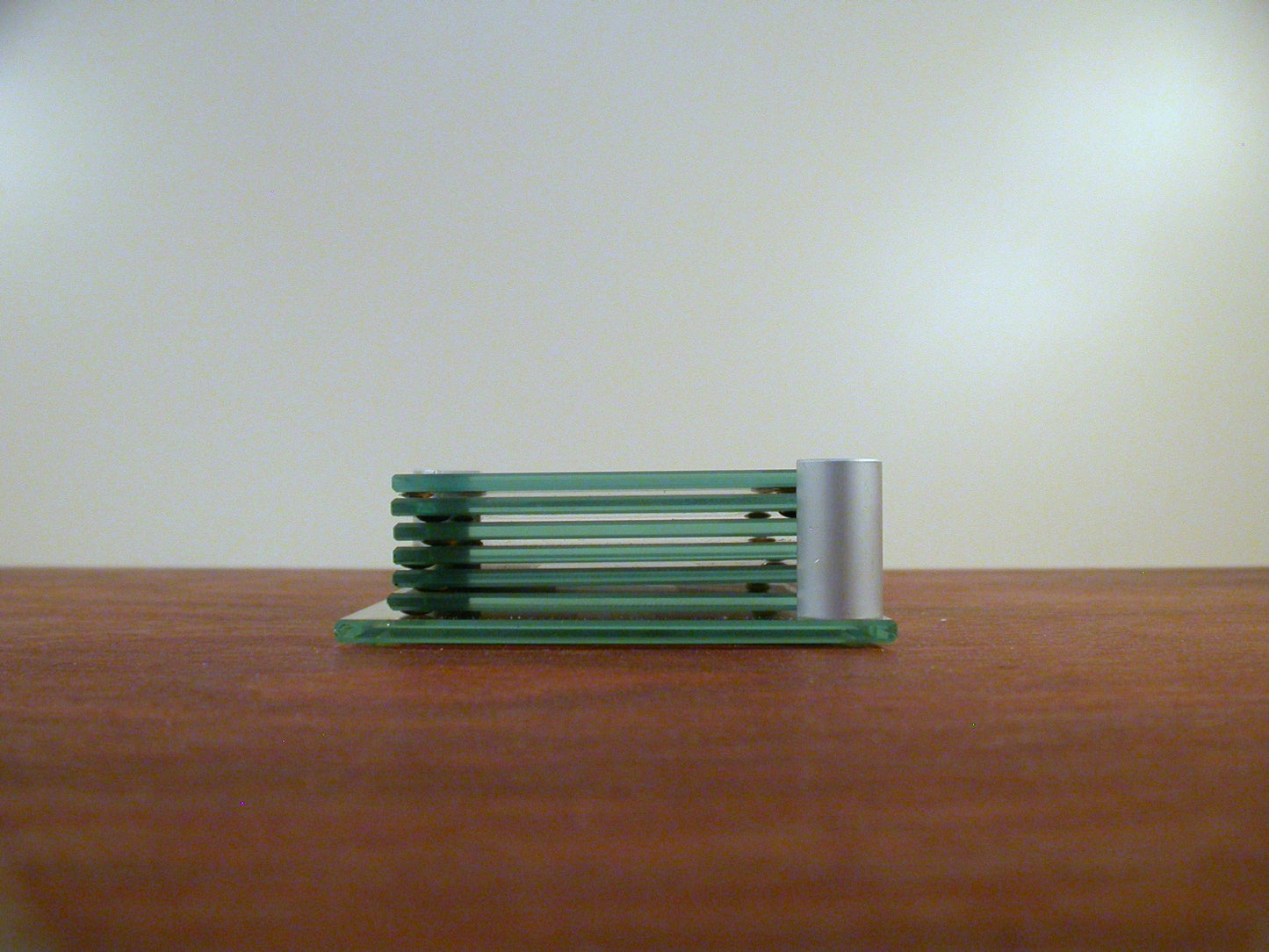 Glass Coasters,Square, Post Modern Glass Coasters, Geometric Mirror Pattern, Set of 6 Coasters 1980's, Post Modern Design