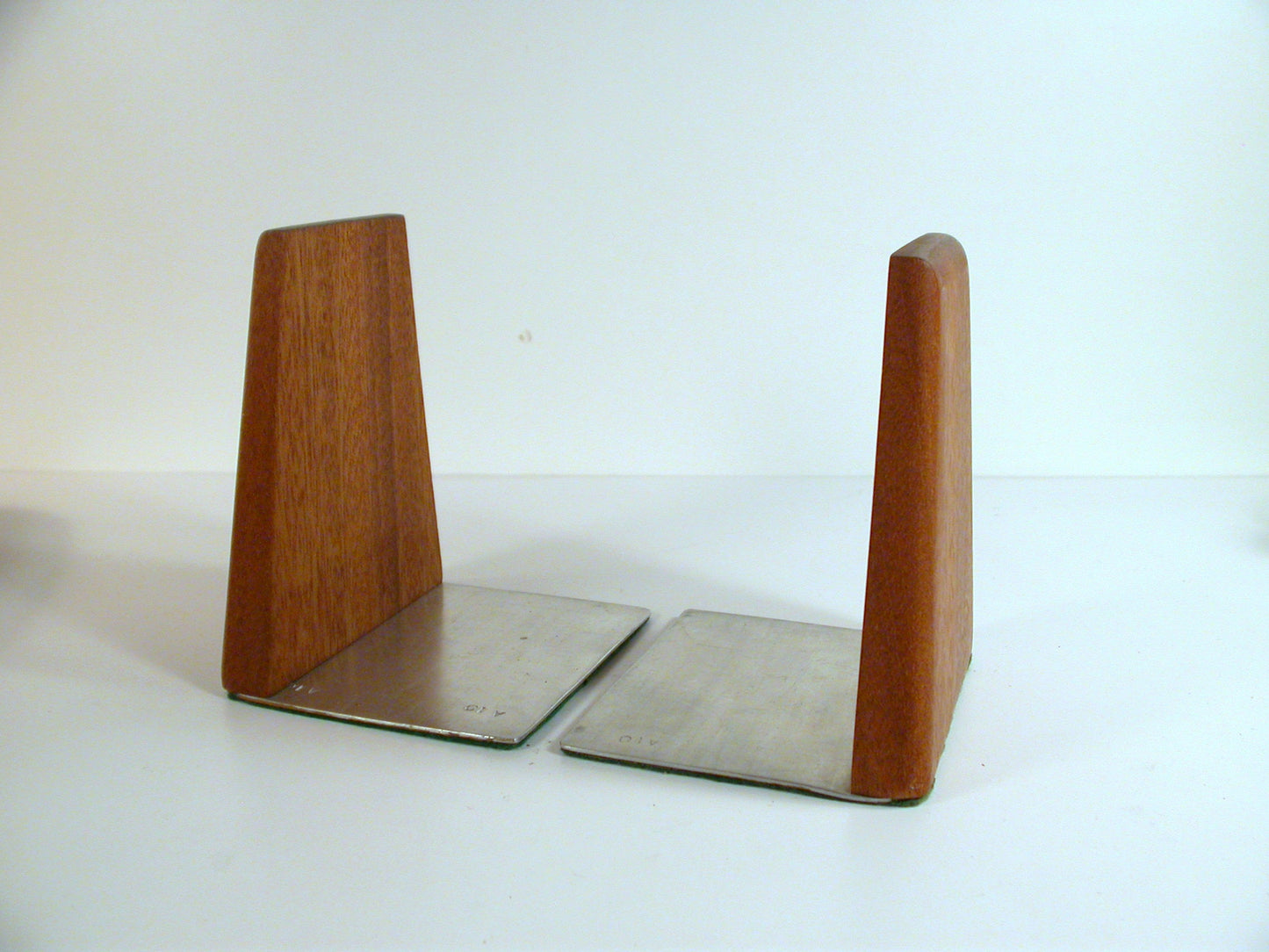 Vintage Minimalist Teak and Metal Bookends | Mid Century Office Supply