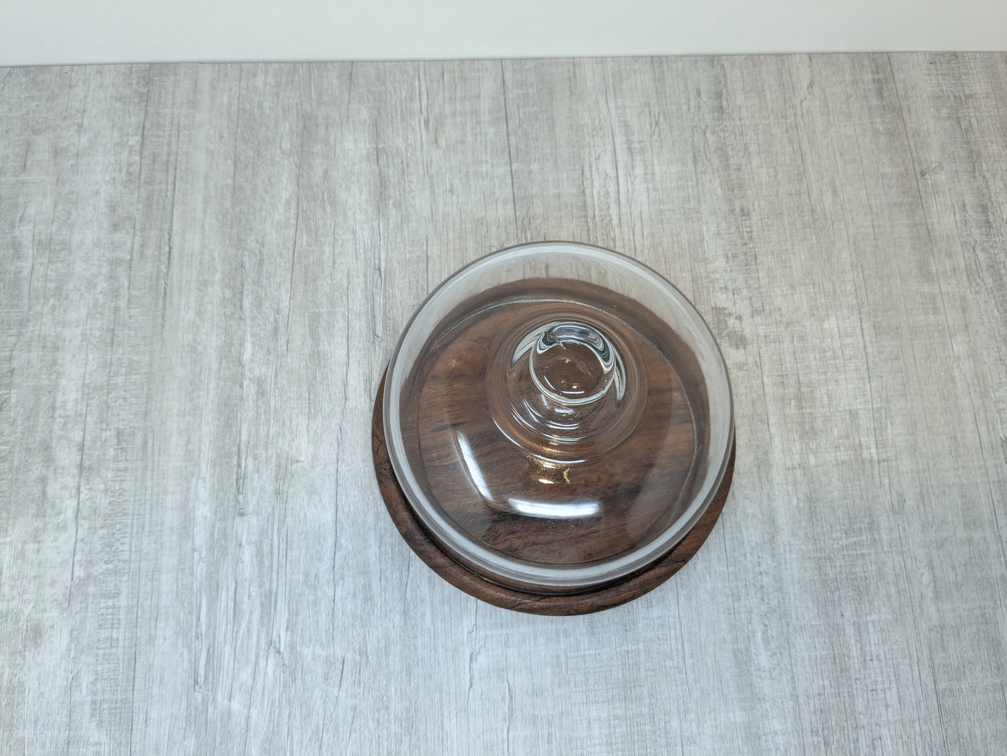 Teak Cheese Board with Glass Lid | MCM Vintage Cheese Board