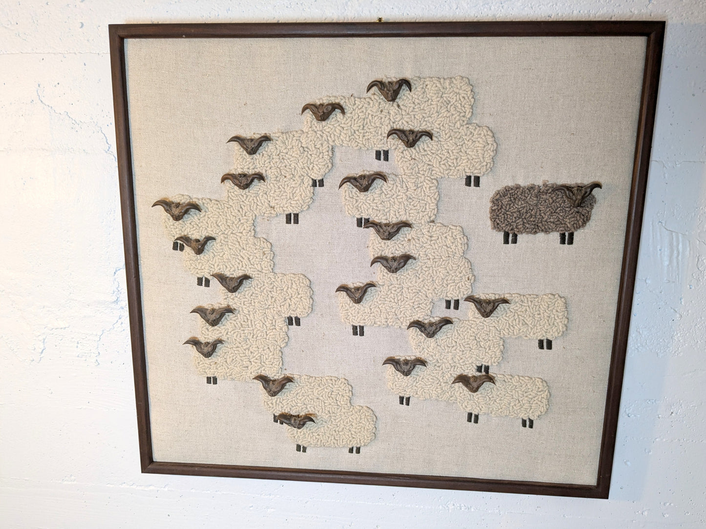 Textile Art Flock of Sheep | Black Sheep Water Caltrop Heads