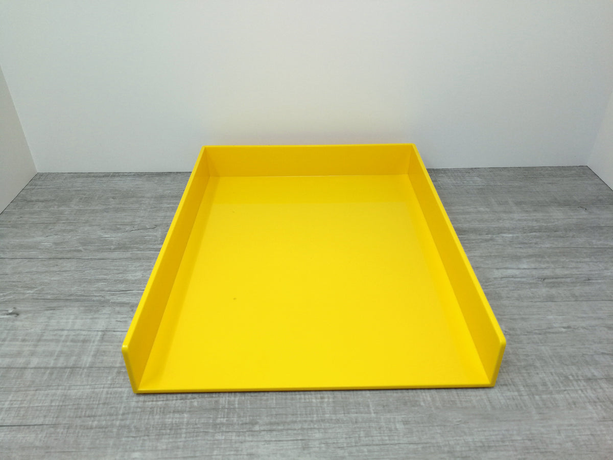 Contemporary Poppin Vivid Yellow Plastic Desk Tray | Modern Desk Accessories | Discontinued Vivid Yellow