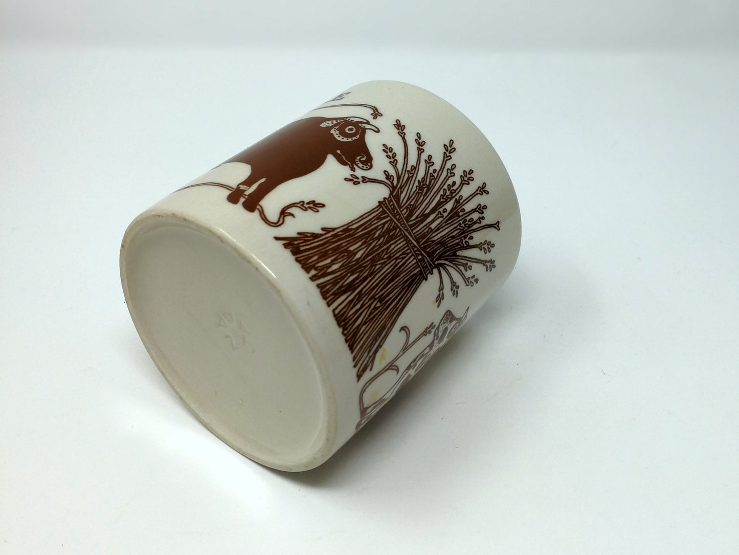 Vintage La Vache  Ceramic Mug | Taylor & NG Original 1979 Mug | Cream Body Brown Graphics