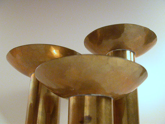 Mid Century Copper Candle Stands, Set of 3 Vintage Brass Candle Stands, Harold Alfred Design