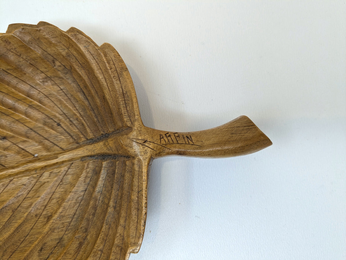 Adrien Arpin Hand-Carved Elm Leaf Dish | Canadian Folk Art