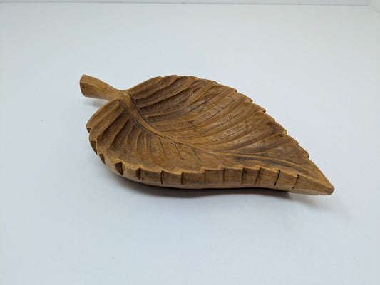 Adrien Arpin Hand-Carved Elm Leaf Dish | Canadian Folk Art