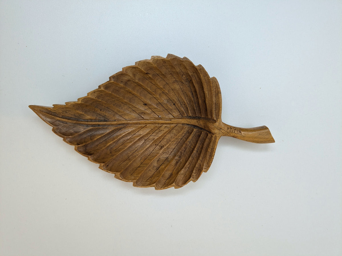 Adrien Arpin Hand-Carved Elm Leaf Dish | Canadian Folk Art