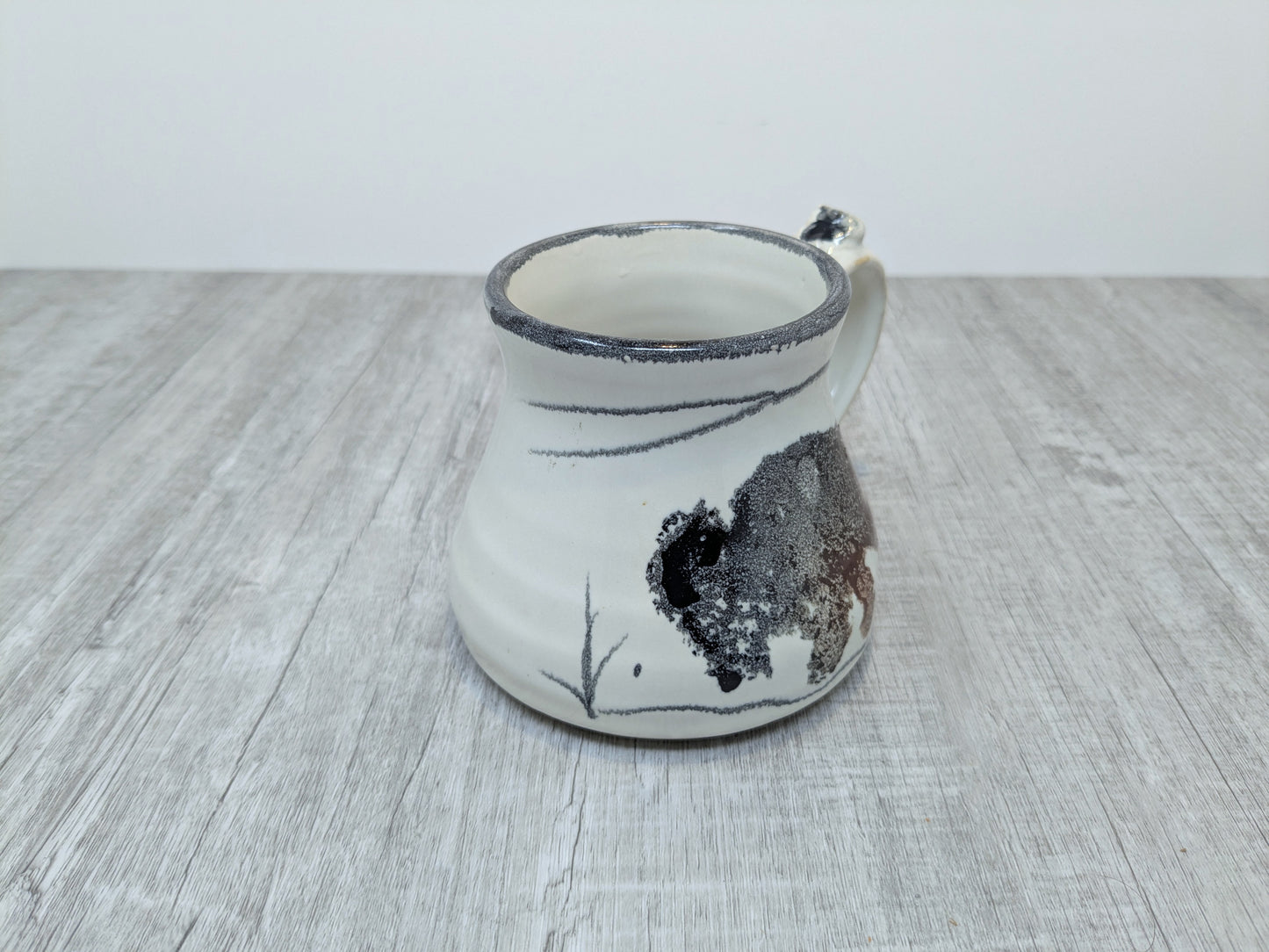 Alain Favre Studio Pottery Mug | Bison Themed Ceramic Pottery