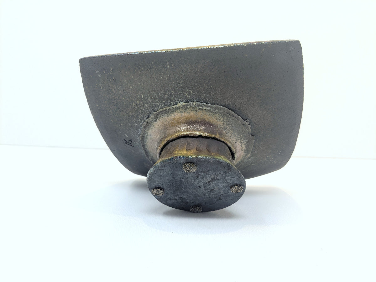 Alan Grout Raku Sculptured Pedestal Candlestand