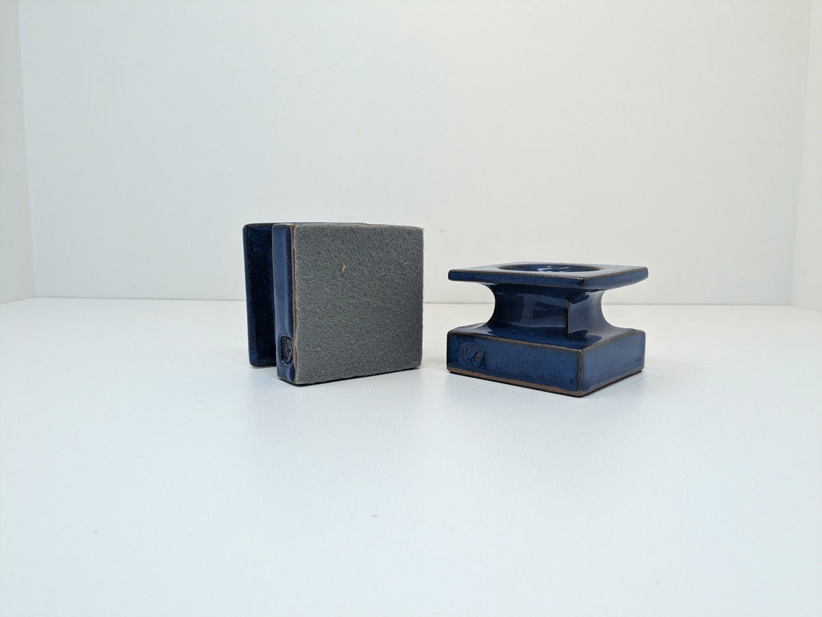 Alan Grout Candle Stand Holders | Deep Blue Glossy Glaze