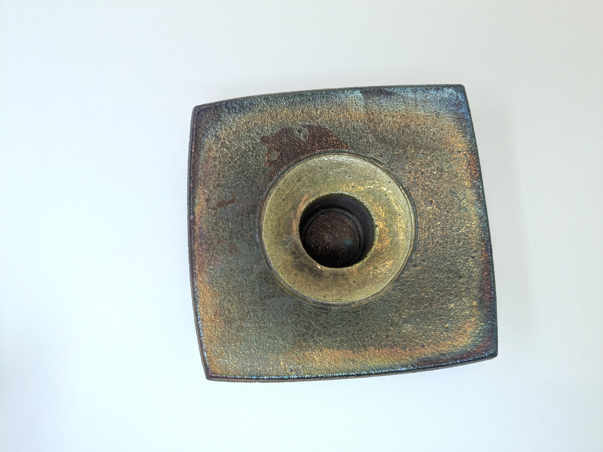 Alan Grout Raku Sculptured Pedestal Candlestand
