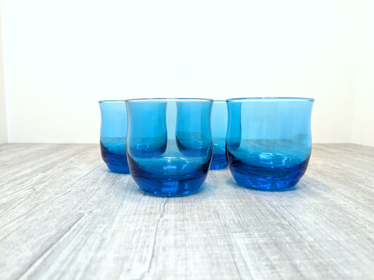Anchor Hocking Laser Blue Rock Glasses | Set of 4 Whiskey Glasses