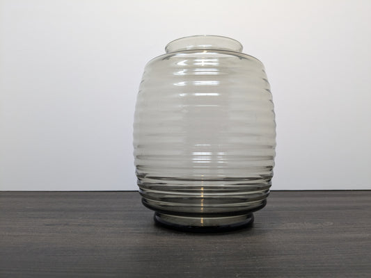 Andries Dirk Copier Glass Vase | Fumi Grey Glass Horizontal Ribbed Glass Vase | De Stijl | Bauhaus