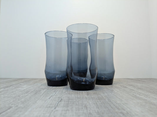 Vintage Libbey Apollo Blue Highball Glasses | Set of 4 Apollo Tumblers circa 1972